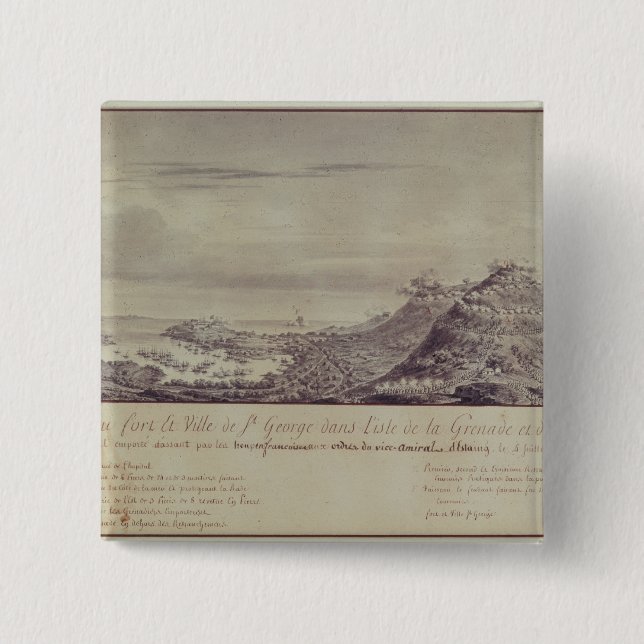 Bóton Quadrado 5.08cm A captação francesa Grenada, 1779 (Frente)