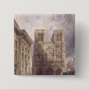 Bóton Quadrado 5.08cm A catedral de Notre Dame, Paris, 1836