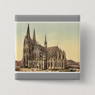 Bóton Quadrado 5.08cm A catedral, lado, água de Colônia, o Rhine,