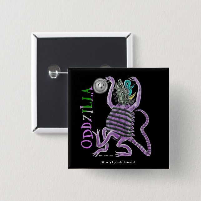 Bóton Quadrado 5.08cm A cauda estranha de Oddzilla (Frente & Verso)