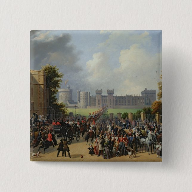 Bóton Quadrado 5.08cm A chegada de Louis-Philippe em Windsor (Frente)