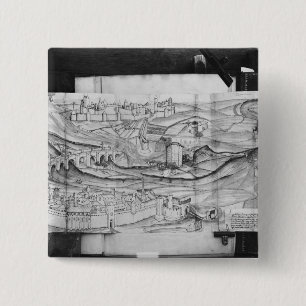 Bóton Quadrado 5.08cm A cidade e a vila de Carcassonne, 1462