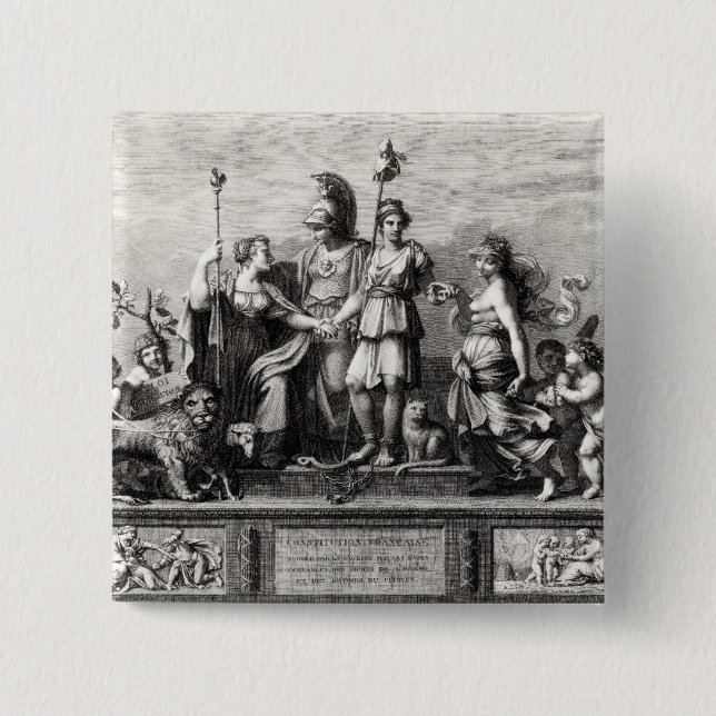 Bóton Quadrado 5.08cm A constituição francesa (Frente)
