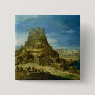 Bóton Quadrado 5.08cm A construção da torre de Babel