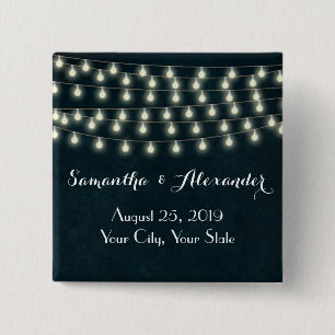 Bóton Quadrado 5.08cm A corda rústica do vintage ilumina o casamento dos