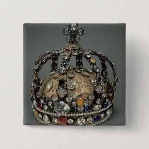 Bóton Quadrado 5.08cm A coroa de Louis XV, 1722 (prata dourada, replac