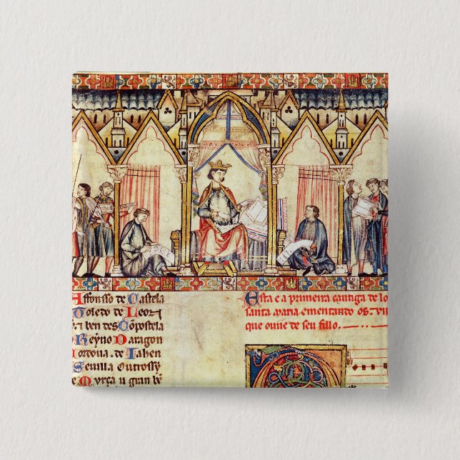 Bóton Quadrado 5.08cm A corte de Alfonso X 'o Wise (Frente)