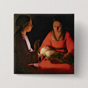 Bóton Quadrado 5.08cm A criança recém-nascida, 1640s atrasados