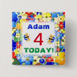 Bóton Quadrado 5.08cm A Deco de Arte em Bonito Flói a Idade Personalizáv