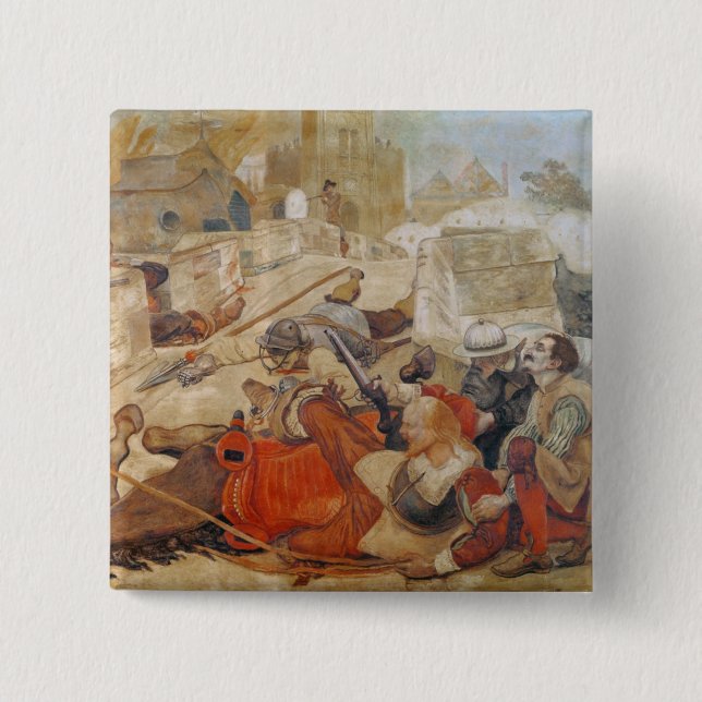 Bóton Quadrado 5.08cm A defesa de Bradshaw de Manchester (1642) (Frente)