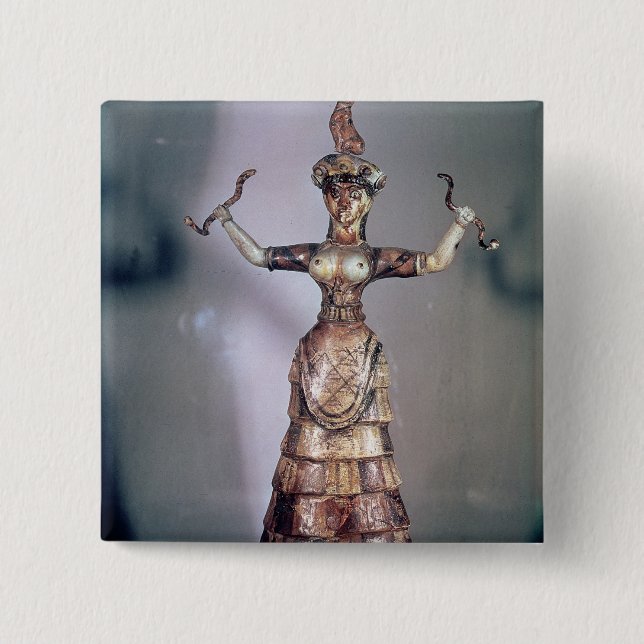 Bóton Quadrado 5.08cm A deusa das serpentes (Frente)