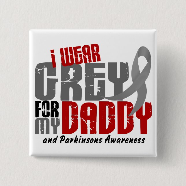 Bóton Quadrado 5.08cm A doença de Parkinson EU VISTO o CINZA PARA MEU (Frente)