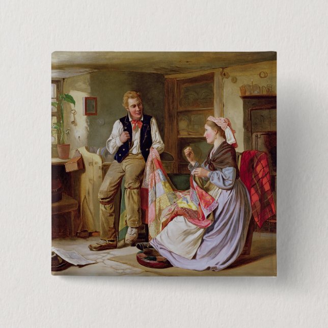 Bóton Quadrado 5.08cm A edredão de retalhos (Frente)