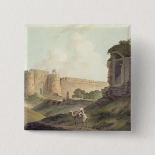 Bóton Quadrado 5.08cm A entrada ocidental do forte de Shere Shah, Deli,