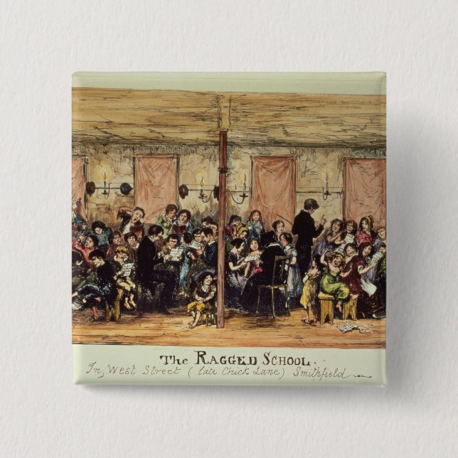 Bóton Quadrado 5.08cm A escola áspera, rua ocidental, Smithfield (Frente)