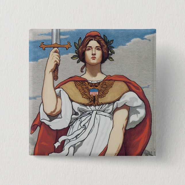 Bóton Quadrado 5.08cm A Espada é Desenhada, O Marinho Segura-A (Frente)