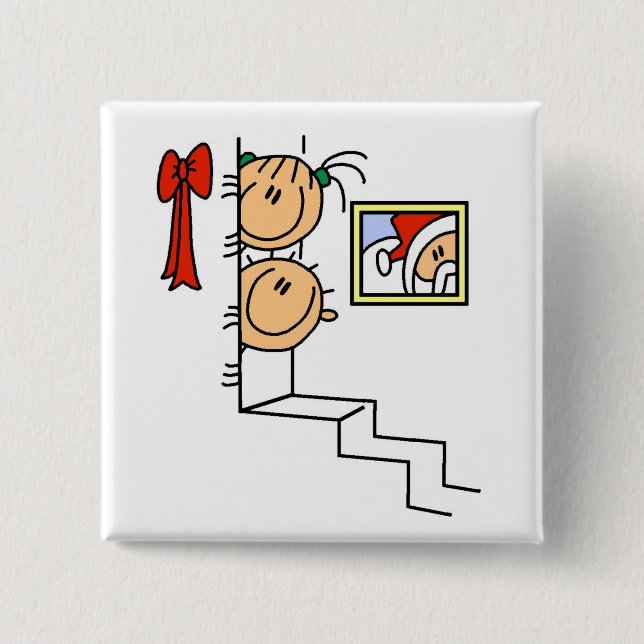 Bóton Quadrado 5.08cm À espera de T-shirts e presentes de Papais noeis (Frente)