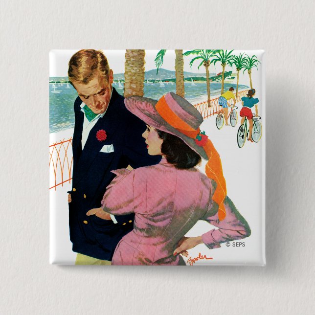 Bóton Quadrado 5.08cm A Estratégia do Amor (Frente)