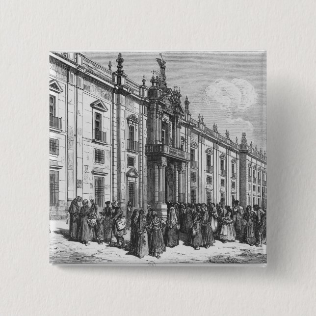 Bóton Quadrado 5.08cm A fábrica do tabaco em Sevilha (Frente)