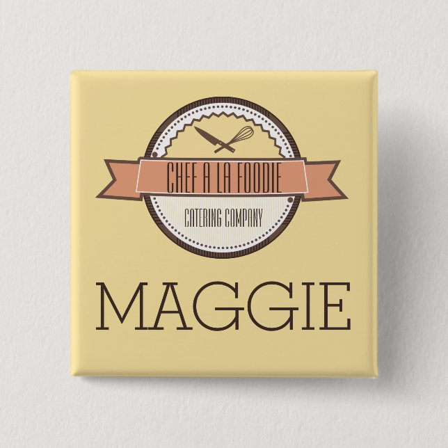 Bóton Quadrado 5.08cm A faca feita sob encomenda dos cozinheiros chefe (Frente)