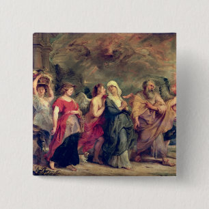Bóton Quadrado 5.08cm A família do lote que sae de Sodom, 1625 (óleo n