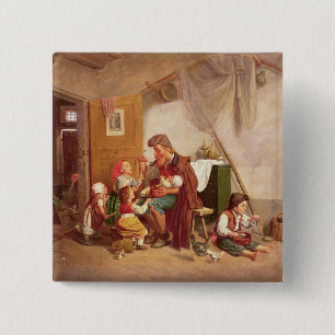 Bóton Quadrado 5.08cm A família enviuvada, século XIX