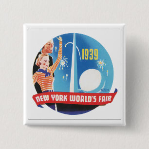 Bóton Quadrado 5.08cm A feira de mundo 1939 de New York