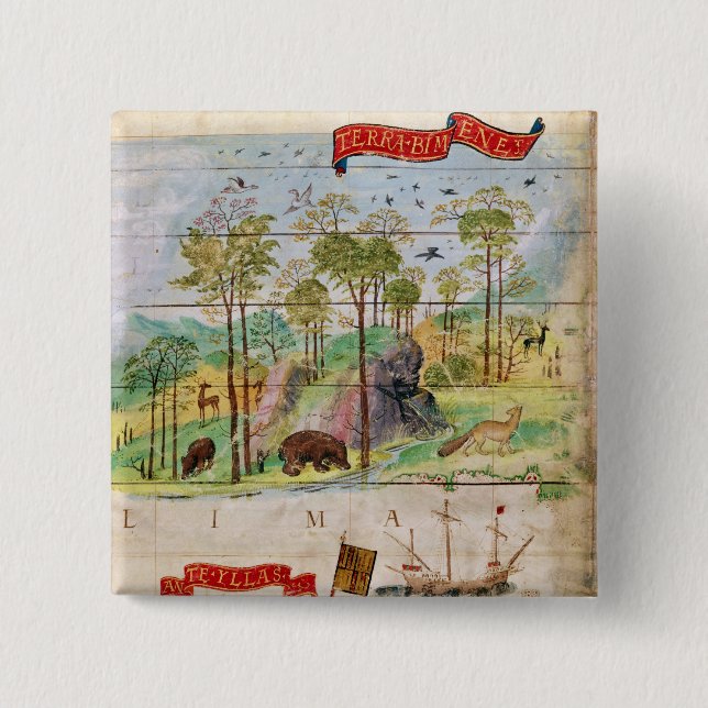 Bóton Quadrado 5.08cm A floresta canadense (Frente)