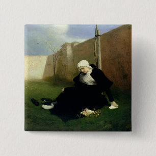 Bóton Quadrado 5.08cm A freira no jardim do claustro, 1869