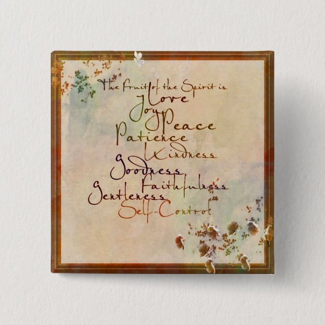 Bóton Quadrado 5.08cm A Fruta do Espírito (Frente)