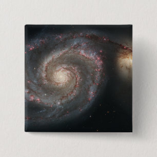 Bóton Quadrado 5.08cm A galáxia do redemoinho (M51) e galáxia do