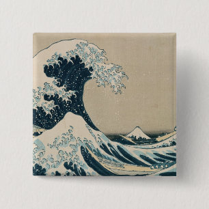 Bóton Quadrado 5.08cm A grande onda fora de Kanagawa