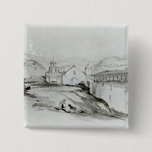Bóton Quadrado 5.08cm A igreja de San Francisco, Valparaiso, 1834