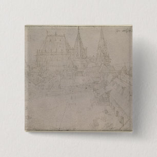 Bóton Quadrado 5.08cm A igreja em Aix-la-Chapelle, 1520