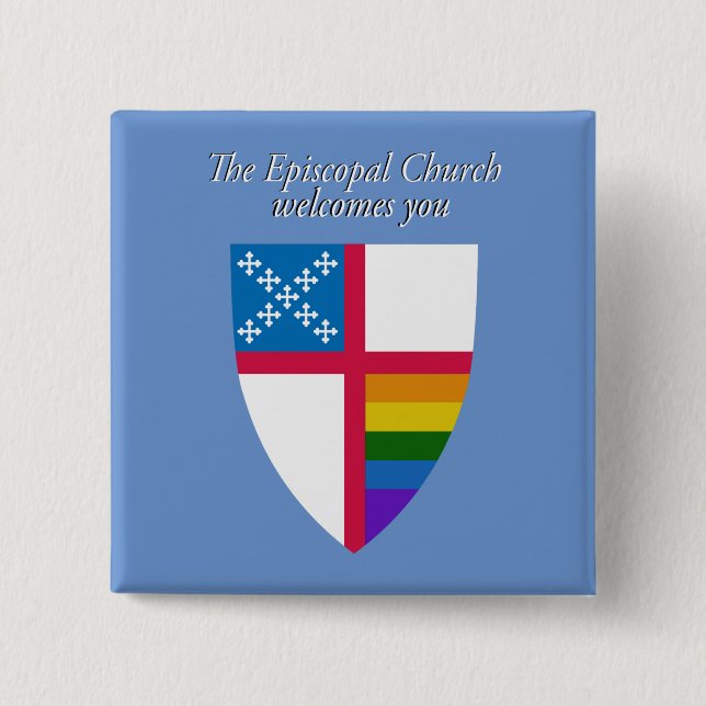 Bóton Quadrado 5.08cm A Igreja Episcopal Aplaude Seu Orgulho LGBT Pin (Frente)