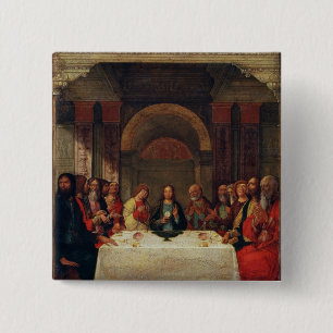 Bóton Quadrado 5.08cm A instituição do Eucaristia, c.1490