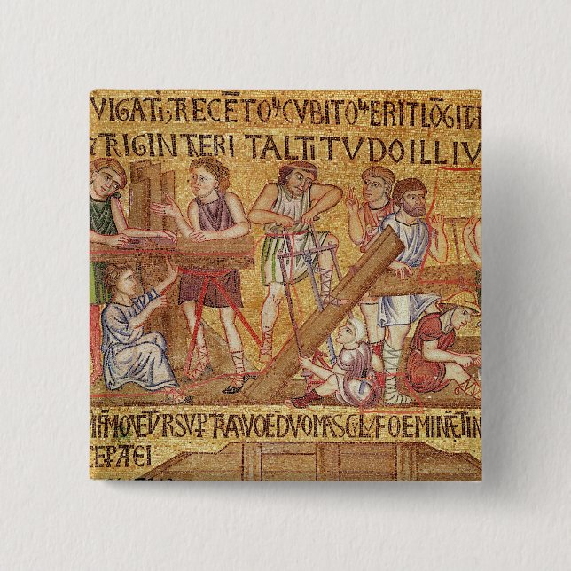 Bóton Quadrado 5.08cm A inundação, do vestíbulo, detalhe de (Frente)