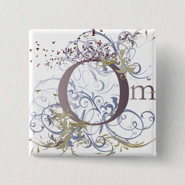 Bóton Quadrado 5.08cm A ioga fala: O OM de roda projeta (Frente)