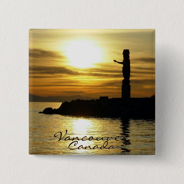 Bóton Quadrado 5.08cm A lembrança de Vancôver Canadá abotoa a arte de (Frente)