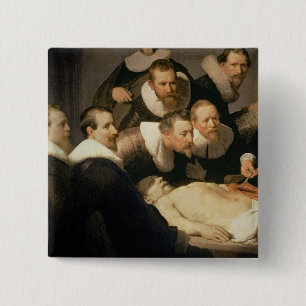 Bóton Quadrado 5.08cm A lição da anatomia do Dr. Nicolaes Tulp, 1632