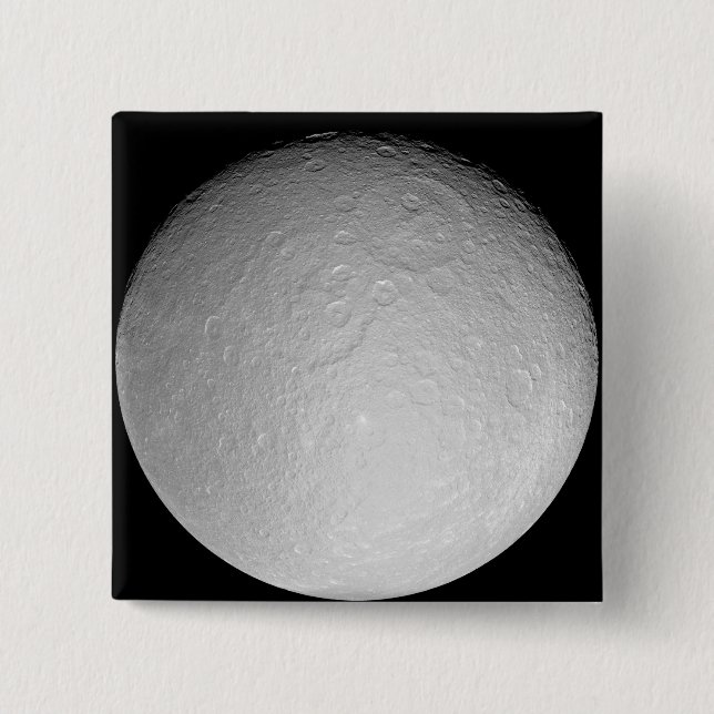 Bóton Quadrado 5.08cm A lua gelada de Saturno Rhea (Frente)