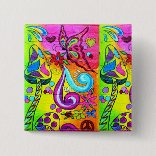 Bóton Quadrado 5.08cm a mágica cresce rapidamente botão groovy