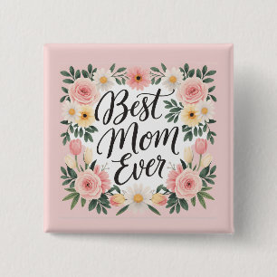 Bóton Quadrado 5.08cm A melhor mãe de Dia de as mães personalizada
