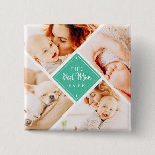 Bóton Quadrado 5.08cm A Melhor Mãe Já Teve Fotos Personalizadas Modern