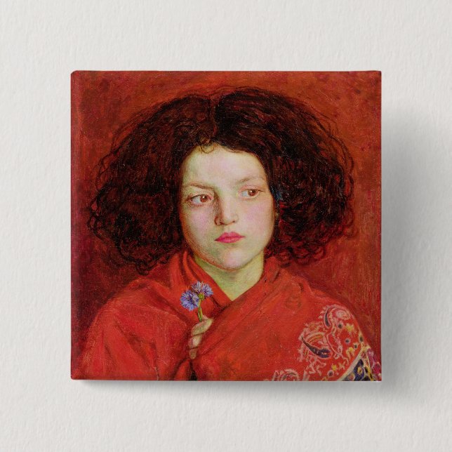 Bóton Quadrado 5.08cm A menina irlandesa, 1860 (óleo nas canvas (Frente)