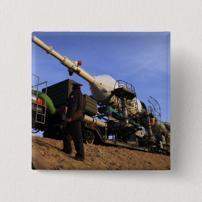 Bóton Quadrado 5.08cm A nave Soyuz TMA-13 3 (Frente)