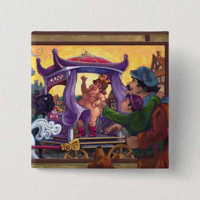 Bóton Quadrado 5.08cm A nova roupa do imperador (Frente)