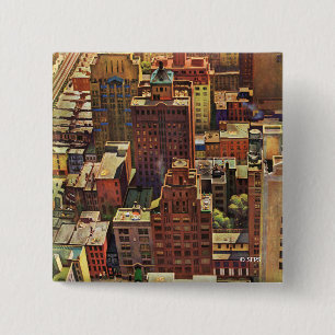 Bóton Quadrado 5.08cm A opinião do Pássaro-Olho a Nova Iorque por John