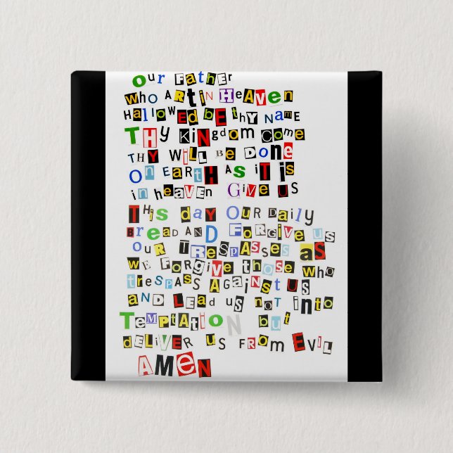 Bóton Quadrado 5.08cm A Oração do senhor (Frente)