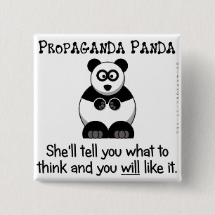Bóton Quadrado 5.08cm A panda da propaganda dir-lhe-á o que pensar